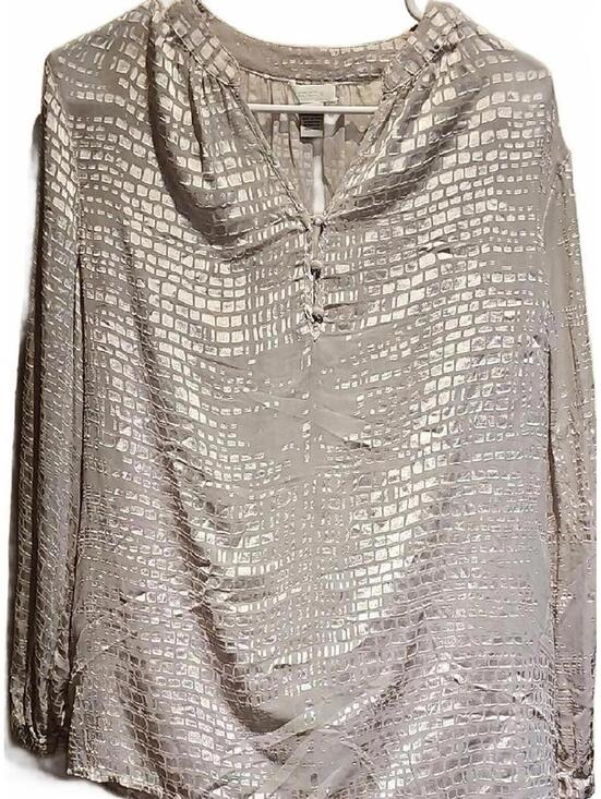 Chico's Tops - Chico's Metallic Textured Semi Sheer Top Size 2 (Large, 12)